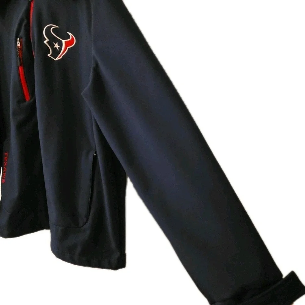 HOUSTON TEXANS 3 Layer Soft Shell Hooded Coat Embroidered Logo Size XL EXCELLENT